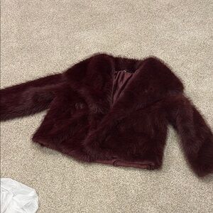 Plush Burgundy Faux Fur Jacket